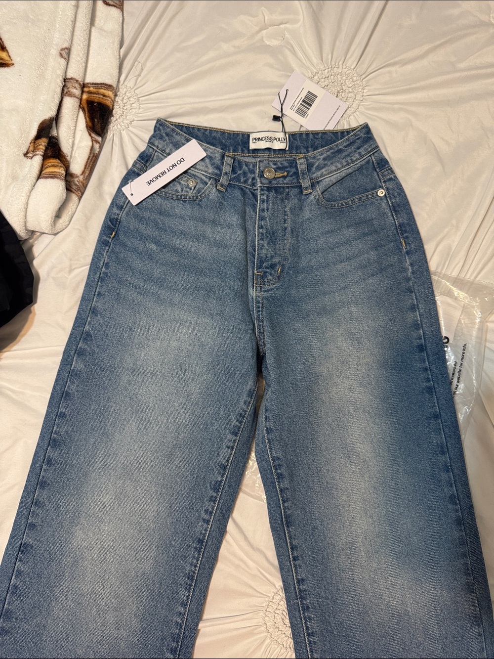 Princess Polly Straight-Leg Blue Jeans